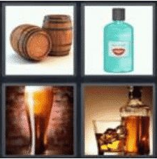 4 PICS 1 WORD ANSWERS 7 LETTERS alcohol
