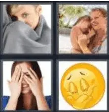 4 PICS 1 WORD ANSWERS 7 LETTERS bashful