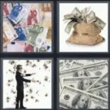 4 PICS 1 WORD ANSWERS 8 LETTERS banknote