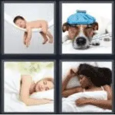 4 Pics 1 Word 6 Letter Answer asleep