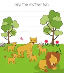 Brain Test Help the mother lion Answers Puzzle