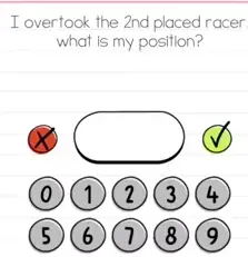 Brain Test I over took the 2nd Answers Puzzle