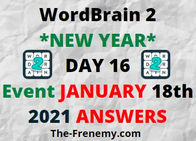 Wordbrain 2 New Year Day 16 January 18 2021 Answers