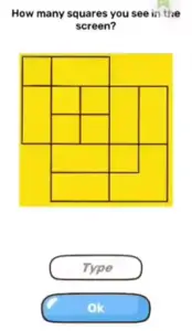 Brain Blow How many squares you see in the screen Answers Puzzle