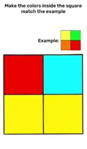 Brain Blow Make the colors inside the square match the example Answers Puzzle