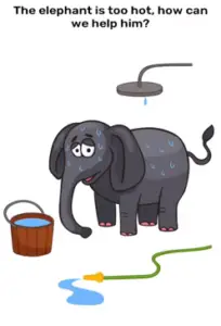 Brain Blow The elephant has too hot how can we help him Answers Puzzle