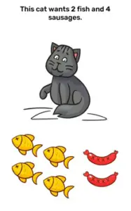 Brain Blow This cat wants 2 fish and 4 sausages Answers Puzzle
