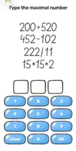 Brain Blow Type the maximal number Answers Puzzle