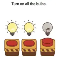 Brain Boom Turn on all the bulbs 3 Answers Puzzle