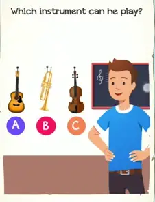 Braindom 2 Level 98 Which instrument can he play Answers Puzzle