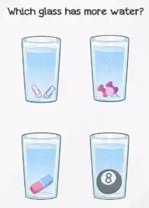 Braindom Level 135 Which glass has more water Answers Puzzle