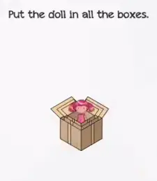 Braindom Level 189 Put the doll in all the boxes Answers Puzzle