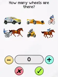 Braindom Level 75 How many wheels are there Answers Puzzle
