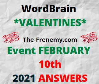 Wordbrain Valentines February 11 2021 Answers
