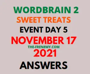 Wordbrain 2 Sweet Treats Day 5 November 17 2021 Answers Puzzle