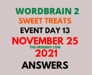 Wordbrain 2 Sweet Treats Event Day 13 November 25 2021 Answers Puzzle
