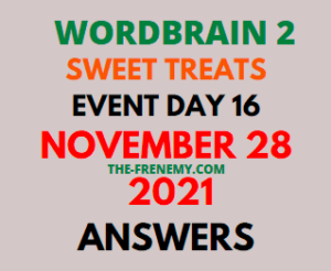 Wordbrain 2 Sweet Treats Event Day 16 November 28 2021 Answers Puzzle