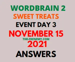 Wordbrain 2 Sweet Treats Event Day 3 November 15 2021 Answers Puzzle