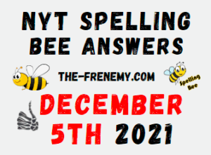 NYT Spelling Bee Solver Puzzle December 5 2021 Answers