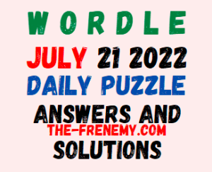 New York Times Wordle July 21 2022 Answers Puzzle