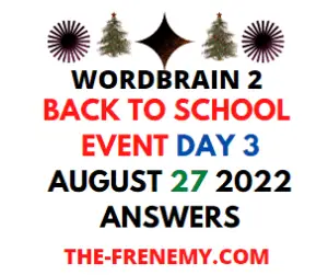 WordBrain 2 Back To School Event Day 3 August 27 2022 Answers