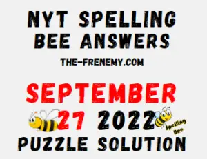 Nyt Spelling Bee Answers September 27 2022 Solution