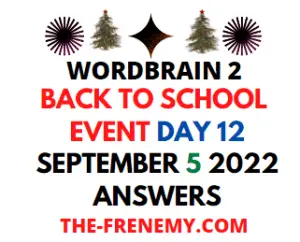 WordBrain 2 Back To School Event Day 12 September 5 2022 Answers
