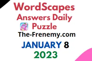 Wordscapes Daily Puzzle Challenge January 8 2023 Answers and Solution
